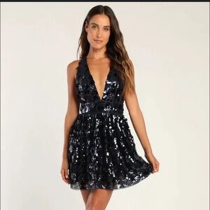 LULUS NAVY SPARKLE DRESS